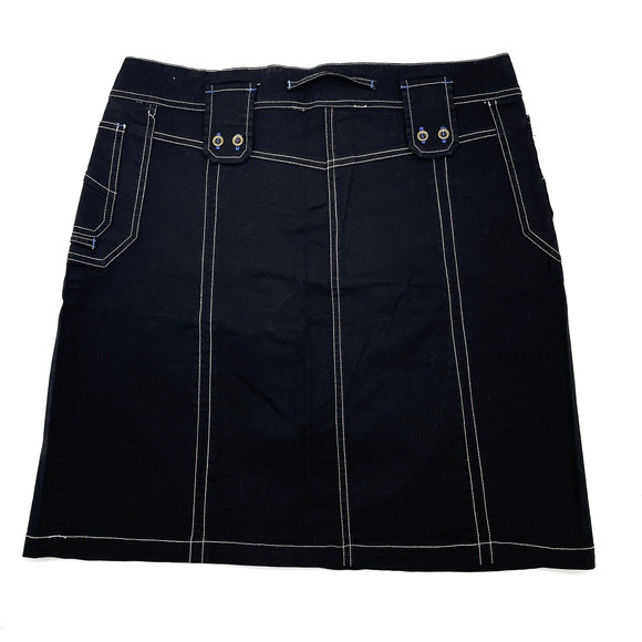 OJAI Black Stretch White Stitch Button Pocket Cargo Skirt Size L 32x19" - Picture 10 of 11